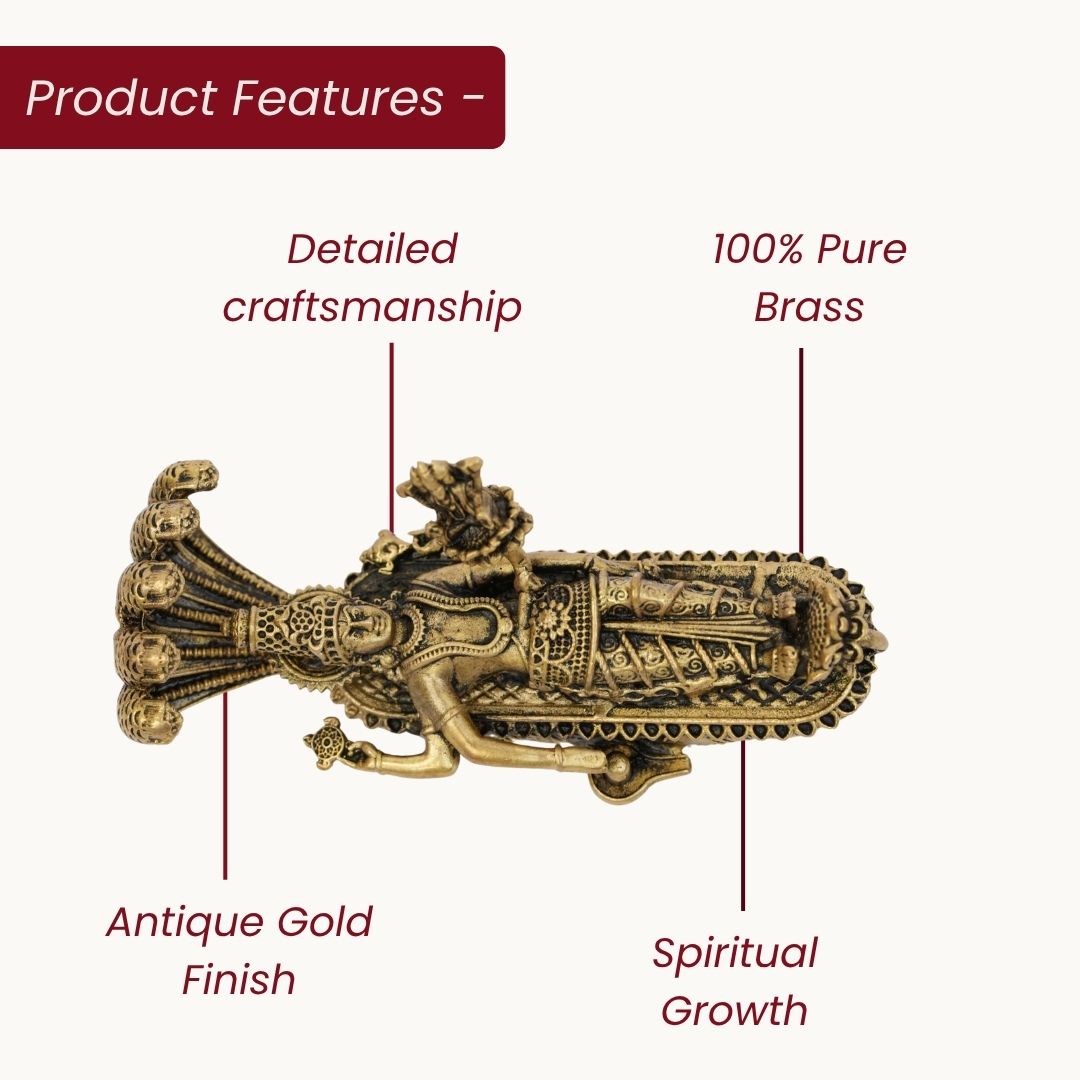 Lord Vishnu Yog Nidra Brass Idol / Car Dashboard