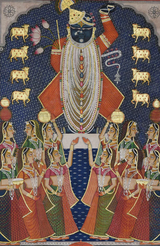 6x4 feet Authentic Jaipur Painting Shreenath ji Shayan Darshan  | SHOBITAM
