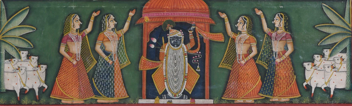6x4 feet Authentic Jaipur Painting Shreenath ji Shayan Darshan  | SHOBITAM