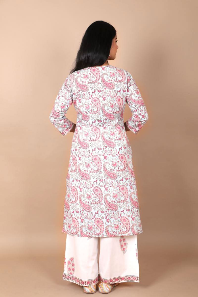 Aasmani Paisley Salwar Kameez 3 PIece Suit with Gota detailing