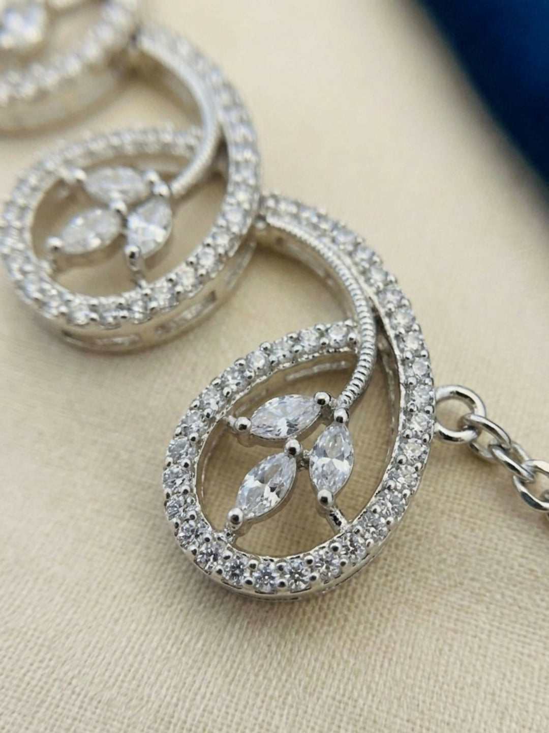 Contemporary Silver Plated American Diamond Necklace Set | shobitam