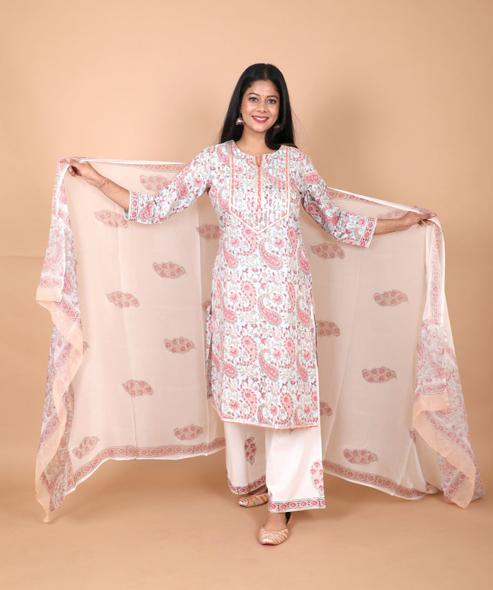 Aasmani Paisley Salwar Kameez 3 PIece Suit with Gota detailing