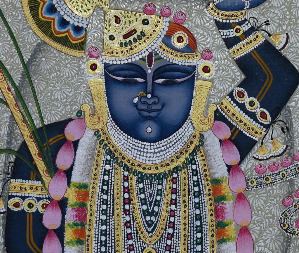 2x3 feet Authentic Jaipur Painting Shreenath ji Straight Potrait  | SHOBITAM