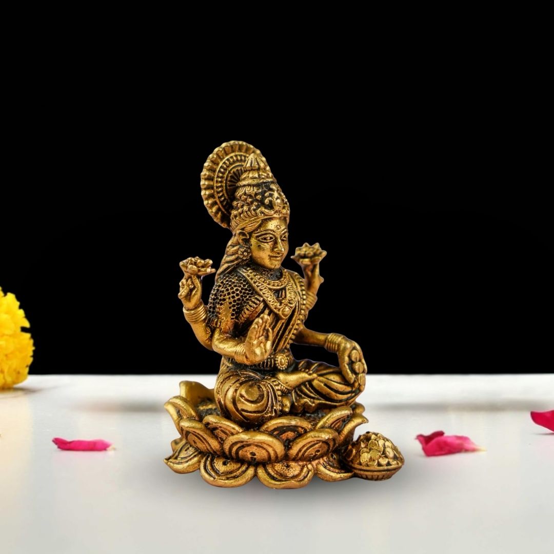 Brass Padma Lakshmi Idol on Lotus Base
