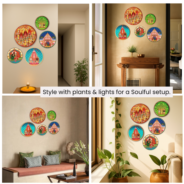 Lord Jagannath Rath Yatra Wall Plates-Set of 5