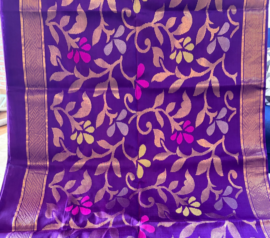 Soundarya -Royal Purple - Uppada Jamdani Silk Saree | SILK MARK CERTIFIED | SHOBITAM