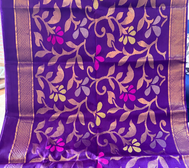 Soundarya -Royal Purple - Uppada Jamdani Silk Saree | SILK MARK CERTIFIED | SHOBITAM