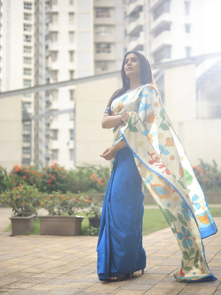 Ushn Kalamkari Saree | SILK MARK CERTIFIED | SHOBITAM