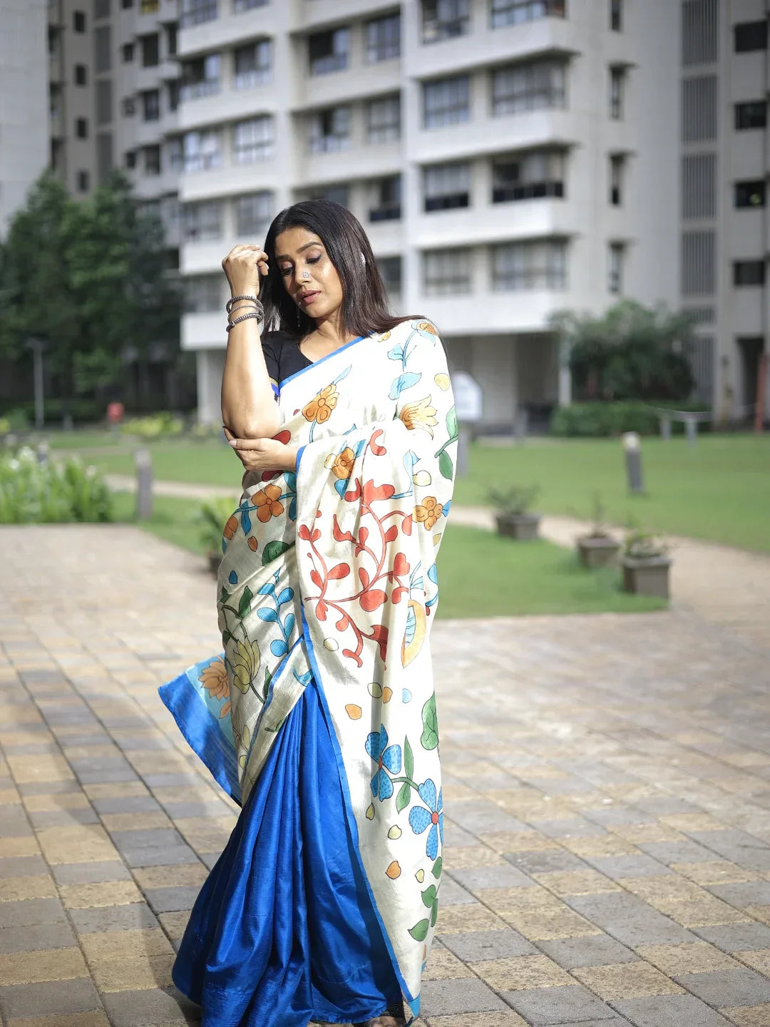 Ushn Kalamkari Saree | SILK MARK CERTIFIED | SHOBITAM