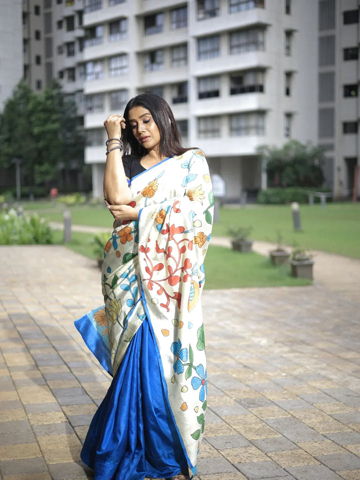 Ushn Kalamkari Saree | SILK MARK CERTIFIED | SHOBITAM