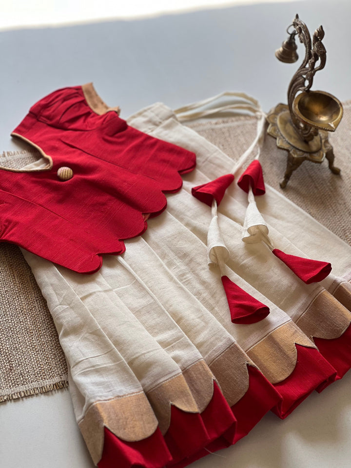 Arshi Crop Top and Skirt - Onam Edit Express | SHOBITAM