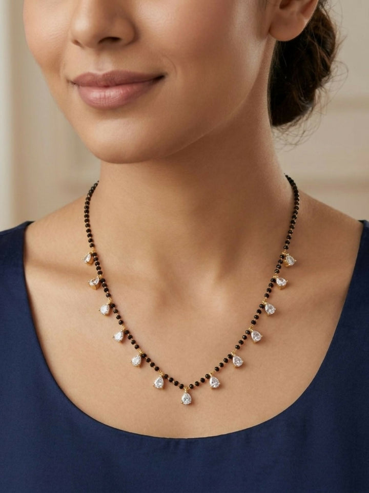 Gold Plated Diamond Drops Mangalsutra | SHOBITAM