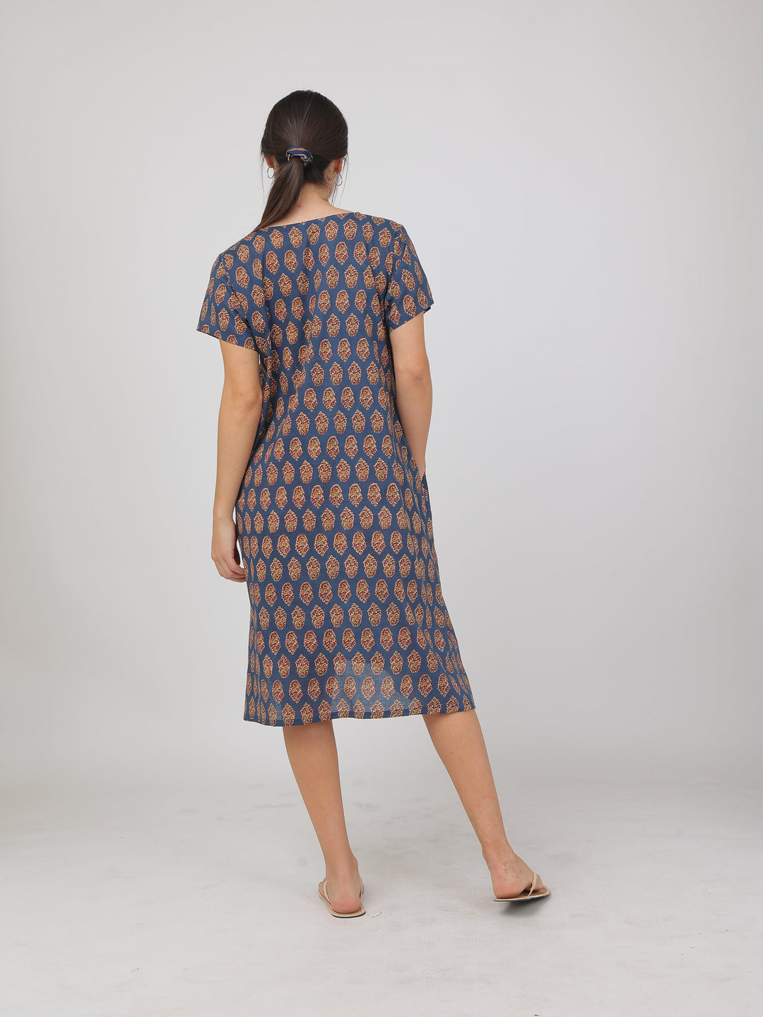 Jaipuri Blue Cotton Dress for Women | SHOBITAM