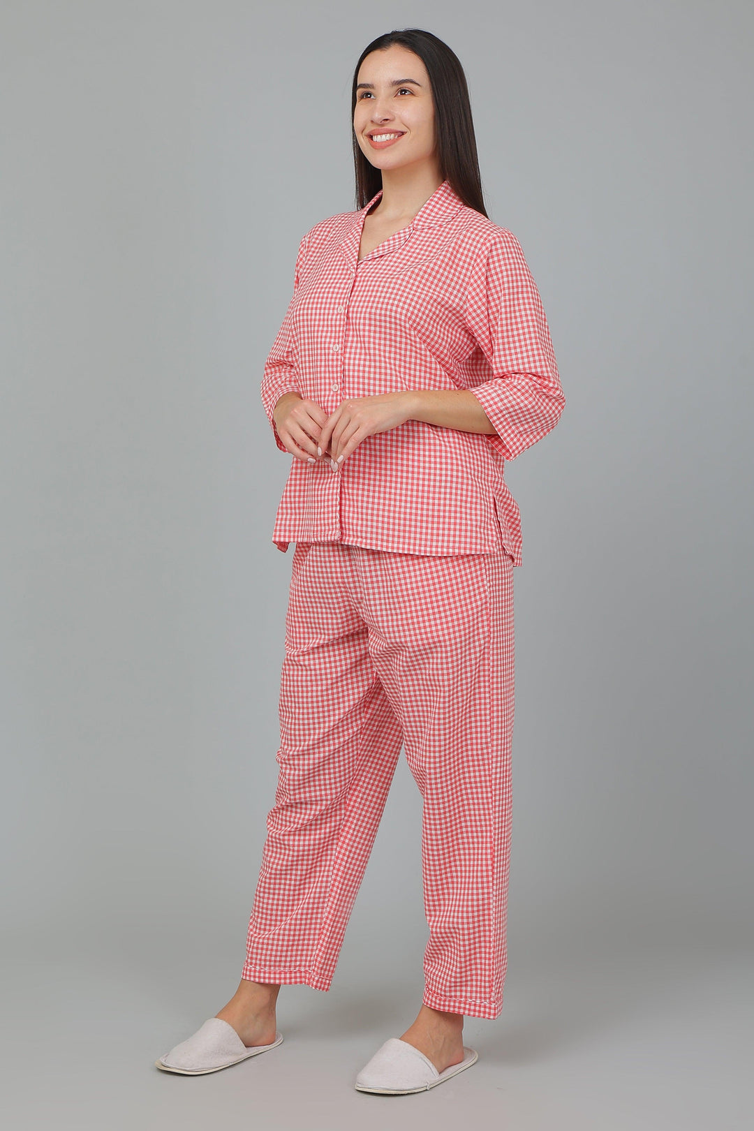 Spring Checks Cotton Night Suit Set