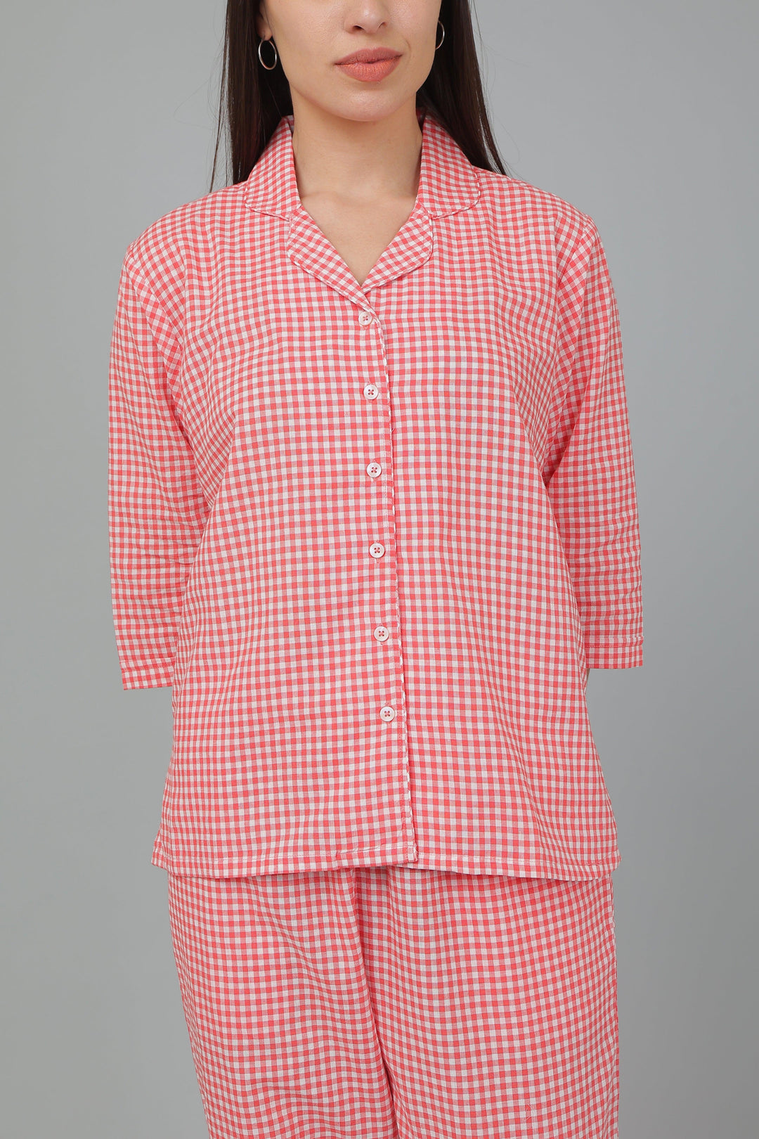 Spring Checks Cotton Night Suit Set