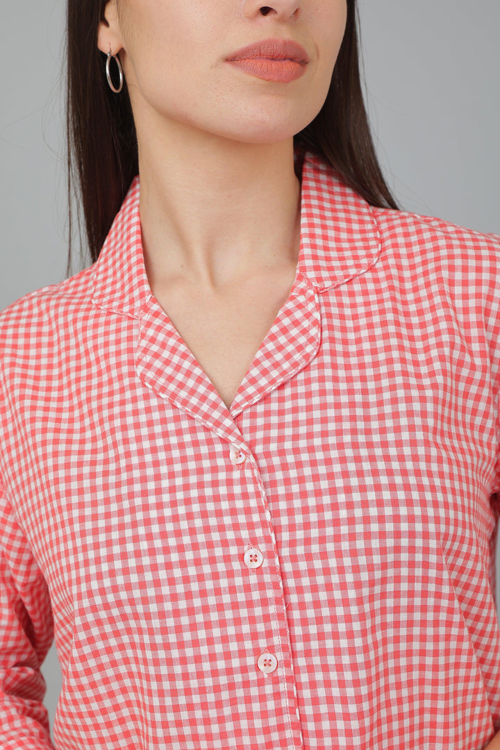 Spring Checks Cotton Night Suit Set