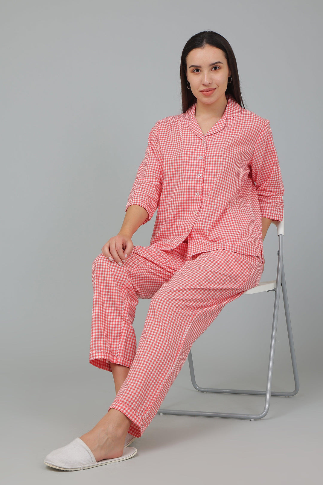 Spring Checks Cotton Night Suit Set