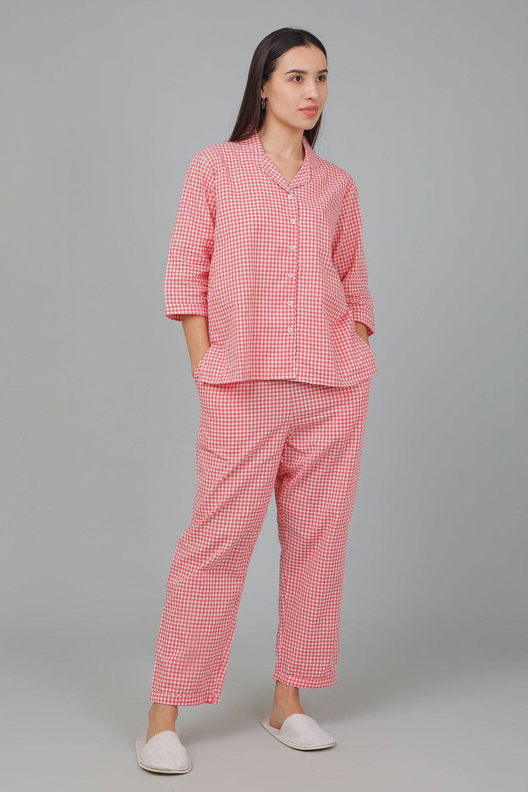 Spring Checks Cotton Night Suit Set