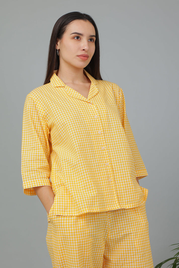 Spring Checks Cotton Night Suit Set