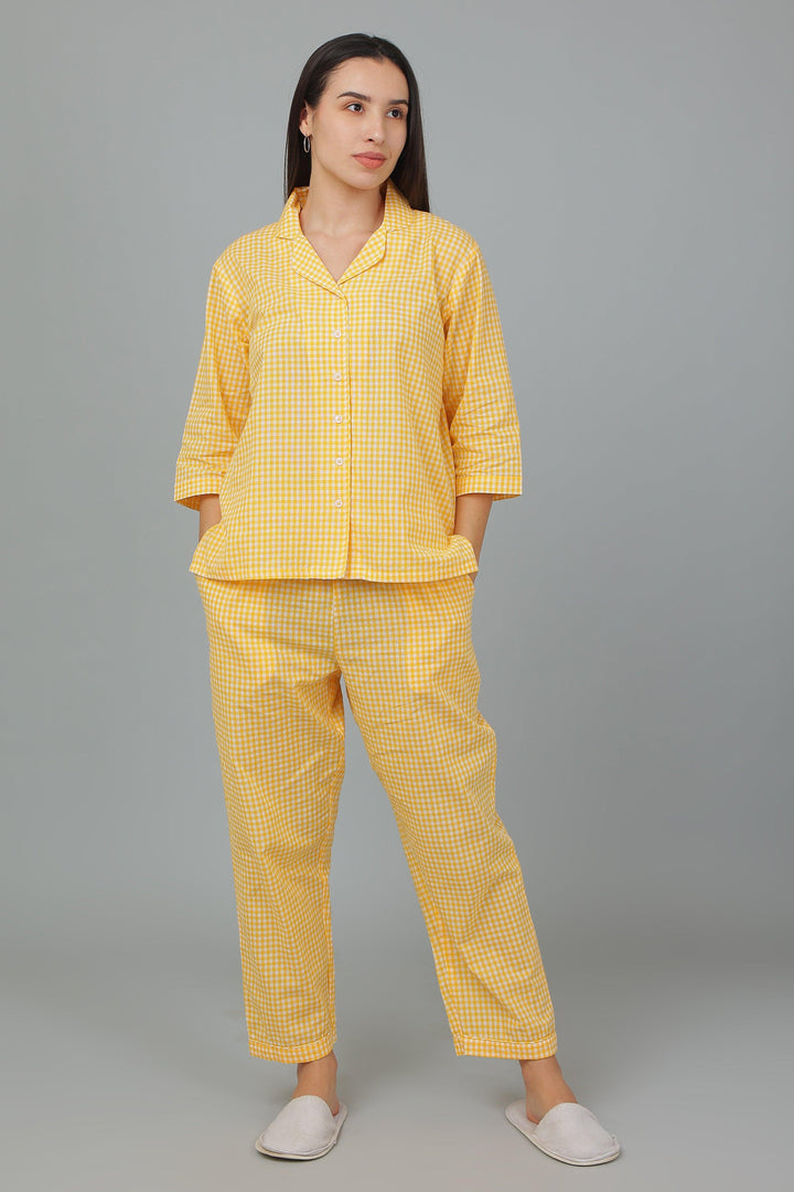 Spring Checks Cotton Night Suit Set