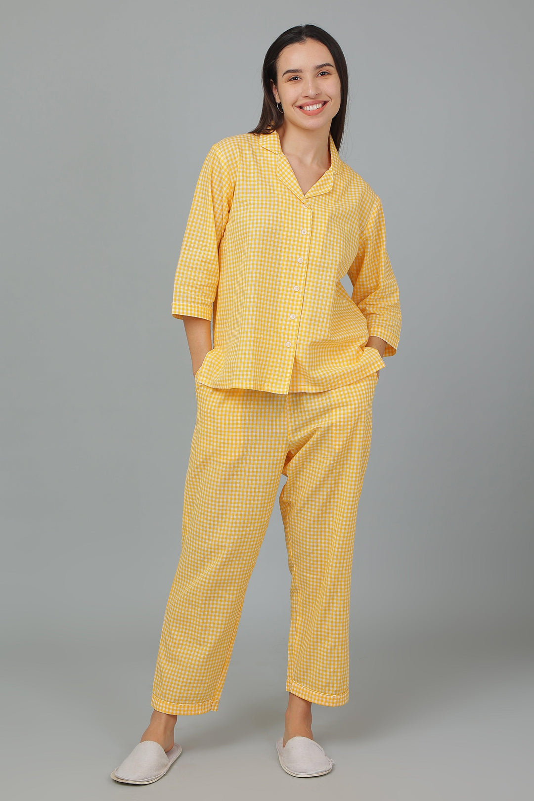 Spring Checks Cotton Night Suit Set