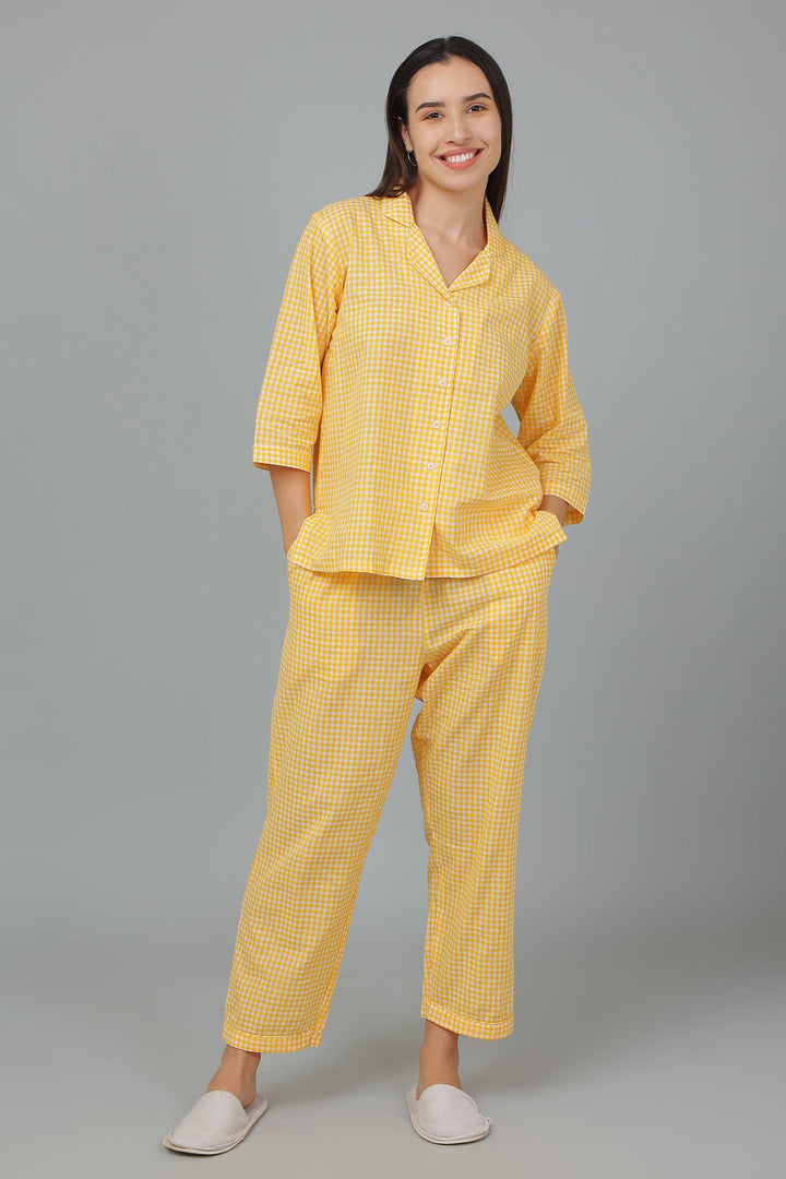 Spring Checks Cotton Night Suit Set