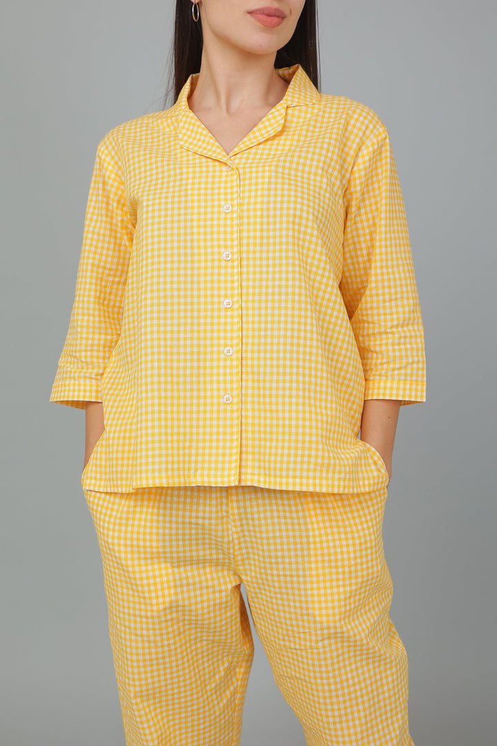 Spring Checks Cotton Night Suit Set