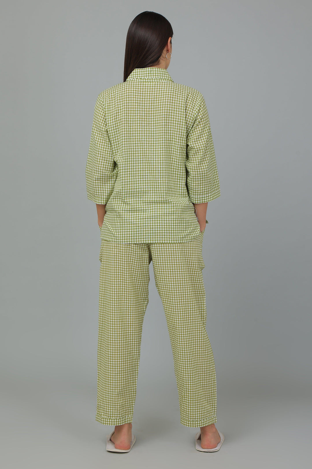 Spring Checks Cotton Night Suit Set
