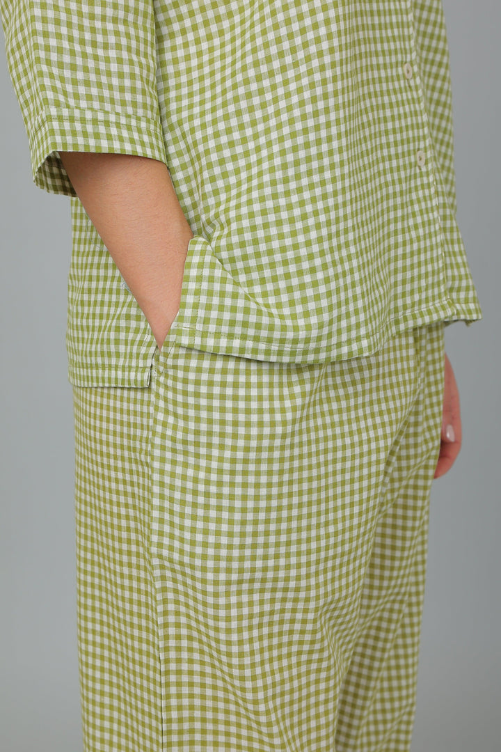 Spring Checks Cotton Night Suit Set