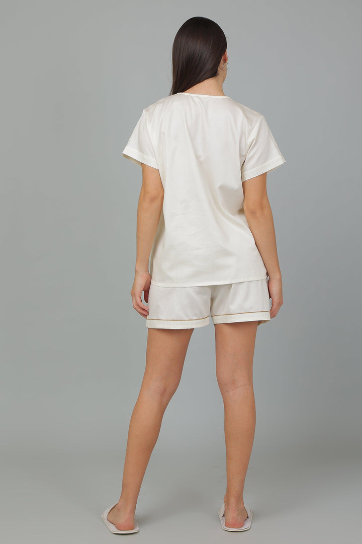 Solid Hue Pure Cotton Shorts Night Suit Set | SHOBITAM