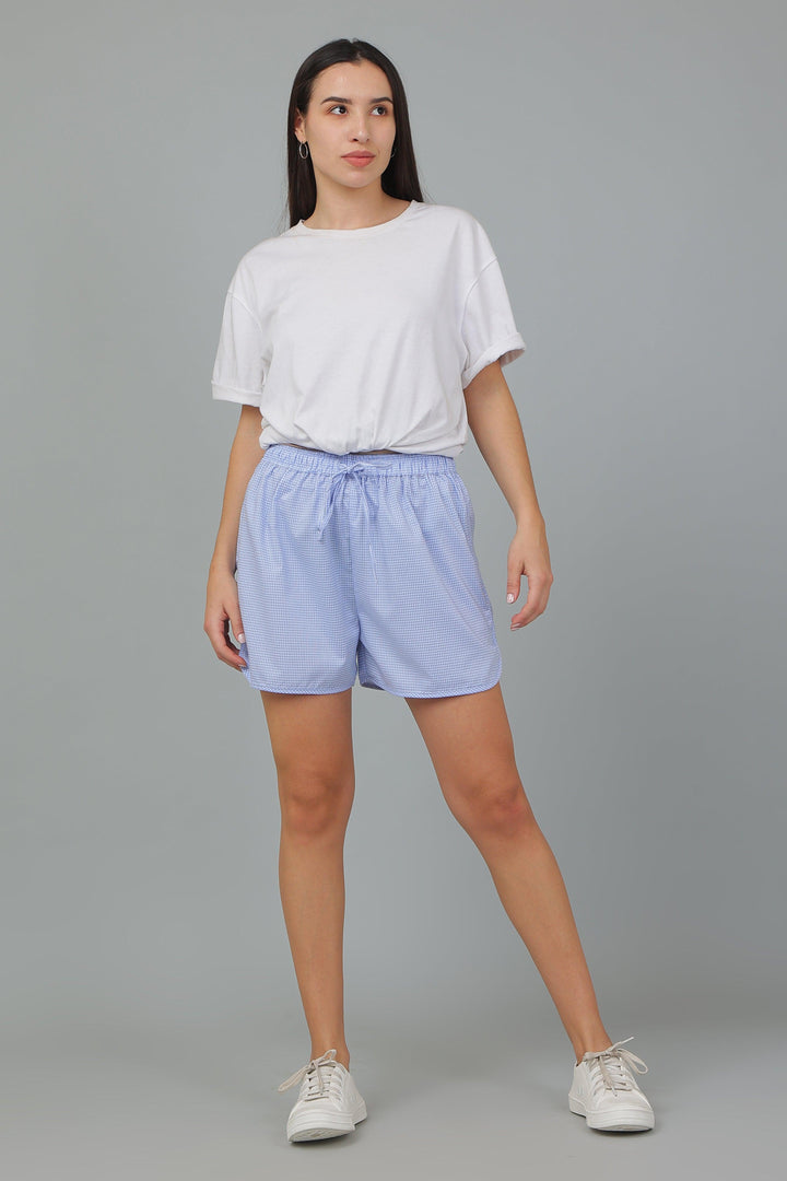 Amber Cotton Checks Shorts | SHOBITAM