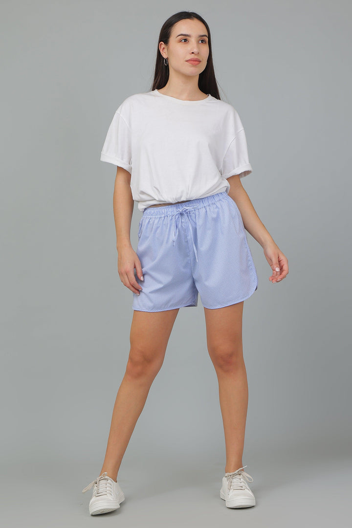Amber Cotton Checks Shorts | SHOBITAM