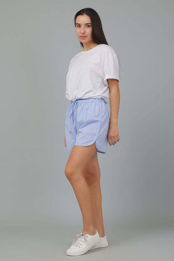 Amber Cotton Checks Shorts | SHOBITAM