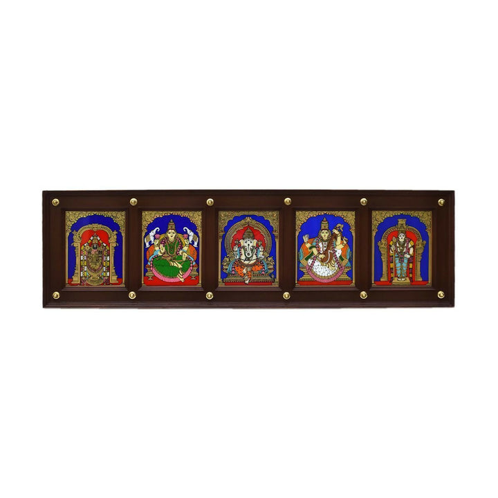 GLASS PAINTING BALAJI GAJALAKSHMI GANESHA SARASWATHI MURGAN WITH PANEL 14*47*2 | SHOBITAM