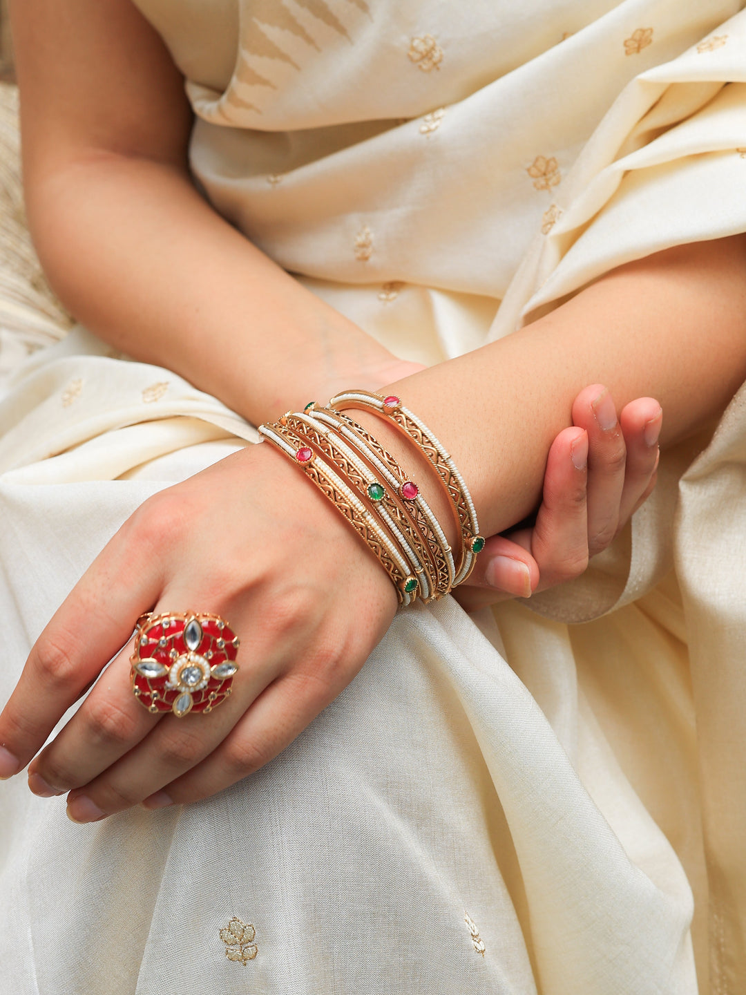 Ahana Timeless Elegance Tyaani kundan Ring | SHOBITAM