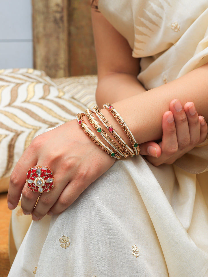 Ahana Timeless Elegance Tyaani kundan Ring | SHOBITAM