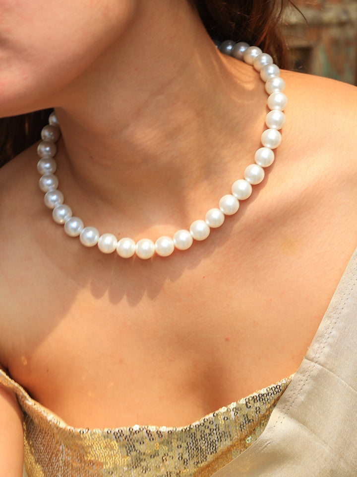 Kesar shell water pearls mala | SHOBITAM