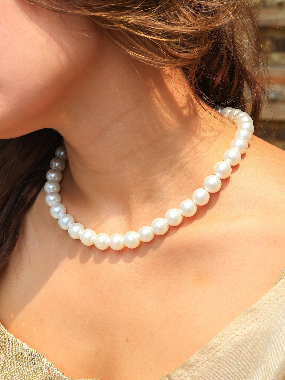 Kesar shell water pearls mala | SHOBITAM