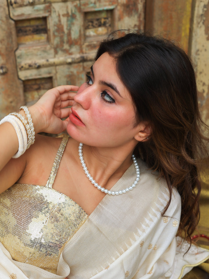 Kesar water pearls mala | SHOBITAM