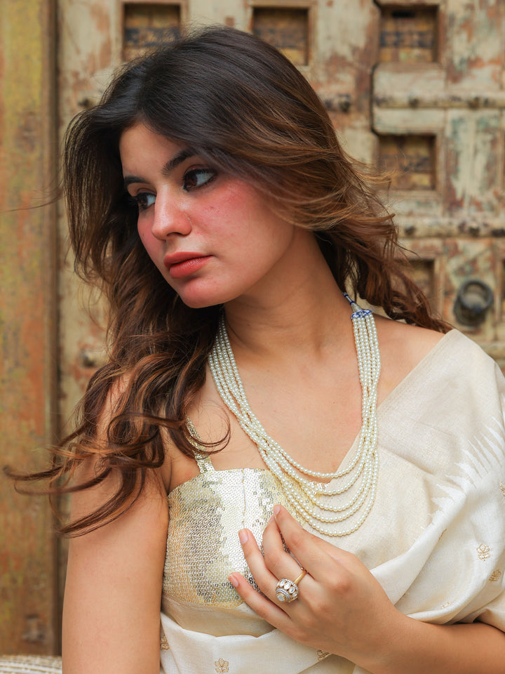 Kesar 5 line pearls Necklace | SHOBITAM