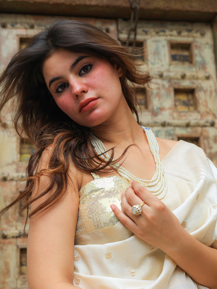 Kesar 5 line pearls Necklace | SHOBITAM