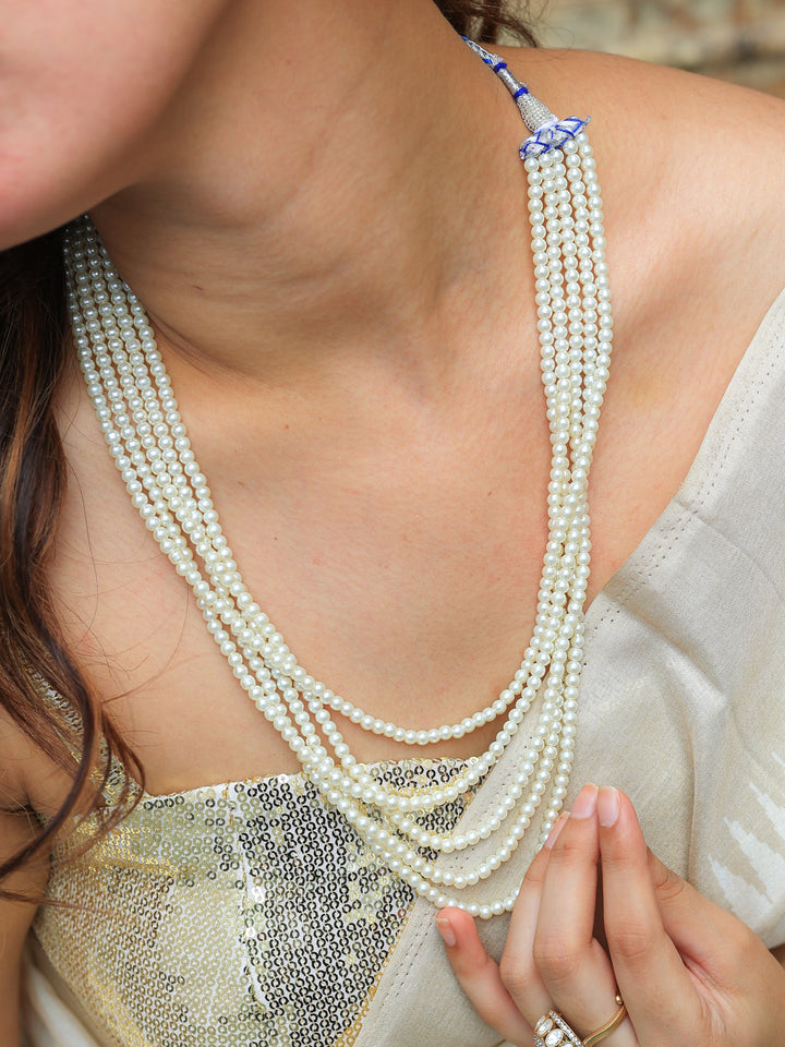 Kesar 5 line pearls Necklace | SHOBITAM