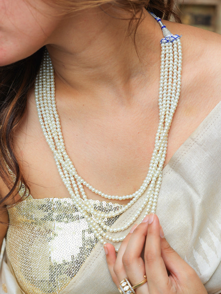 Kesar 5 line pearls Necklace | SHOBITAM