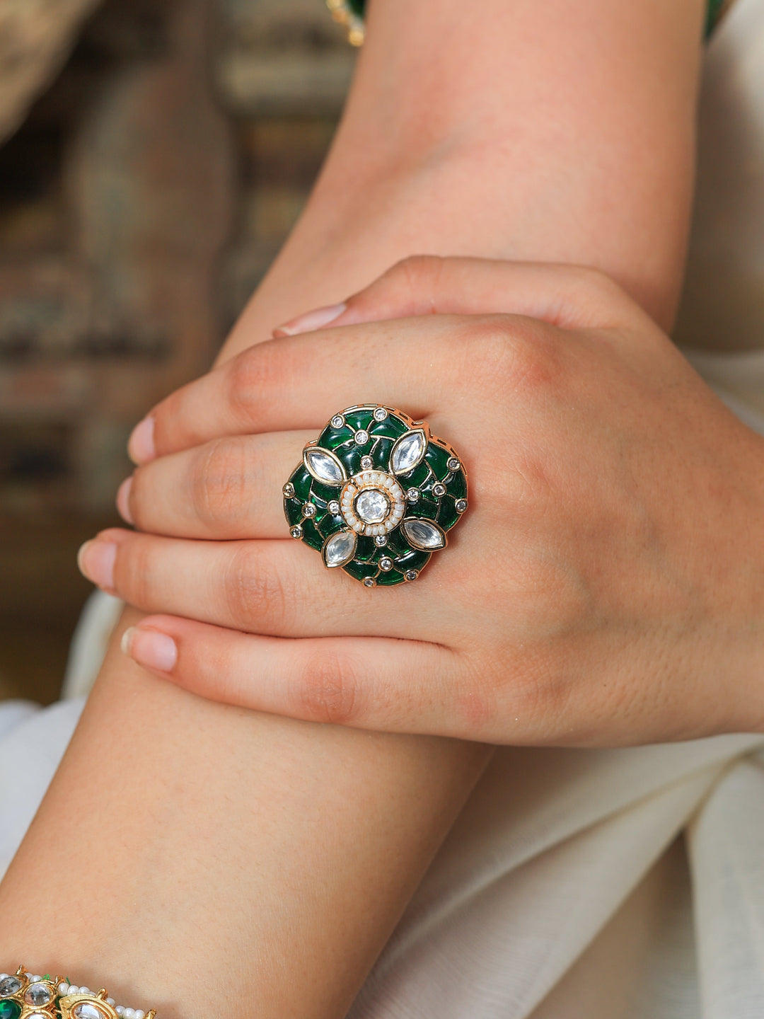 Ahana Timeless Elegance Tyaani Kundan Ring | SHOBITAM