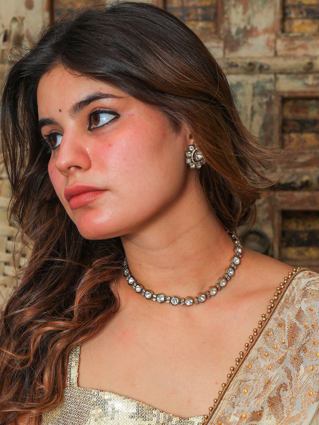 Ratna kundan single string necklace set | SHOBITAM
