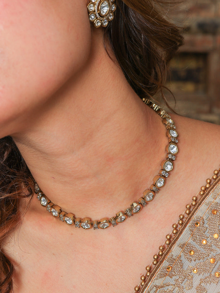 Ratna kundan single string necklace set | SHOBITAM