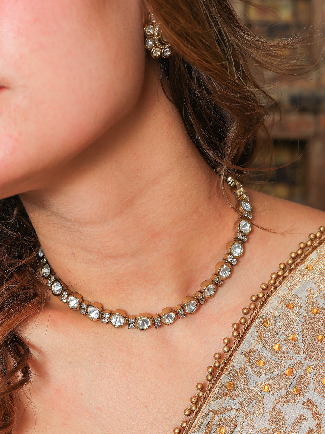 Ratna kundan single string necklace set | SHOBITAM