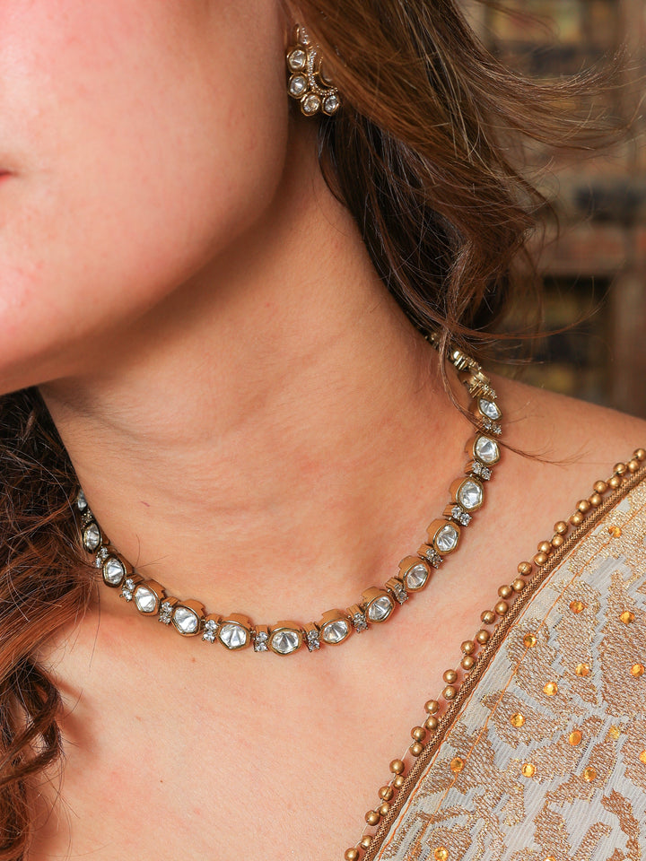 Ratna kundan single string necklace set | SHOBITAM