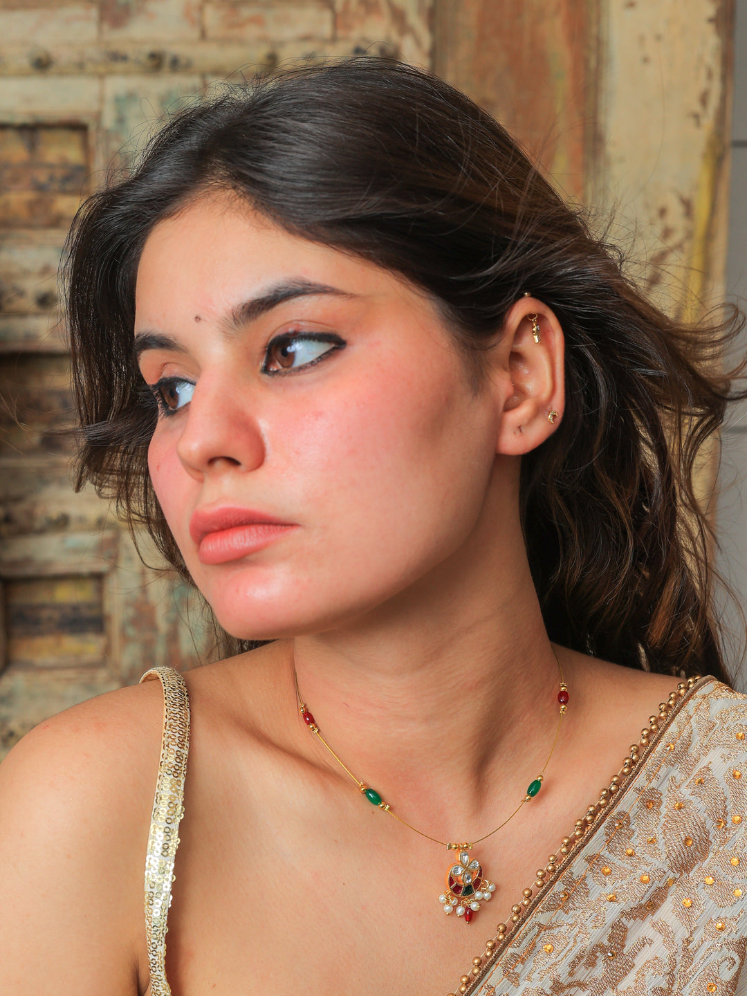 Chandrika Minimal kundan necklace | SHOBITAM