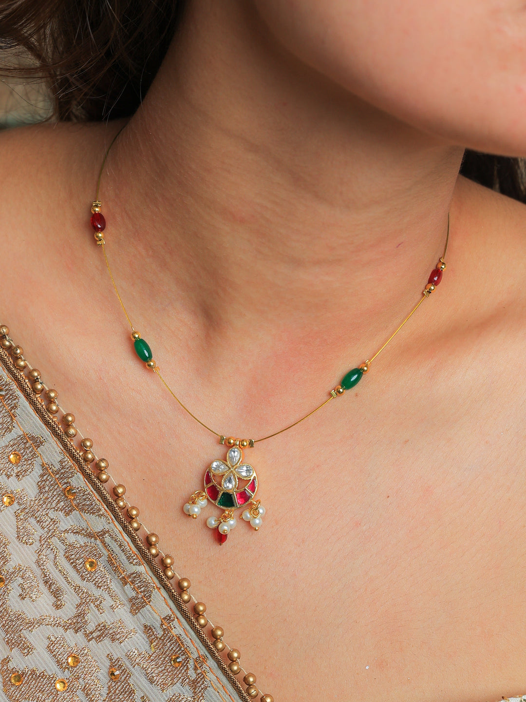 Chandrika Minimal kundan necklace | SHOBITAM